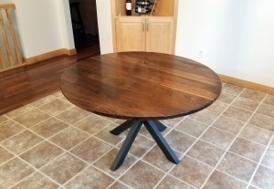 custom walnut circle dining table custom furniture minneapolis and st. paul          